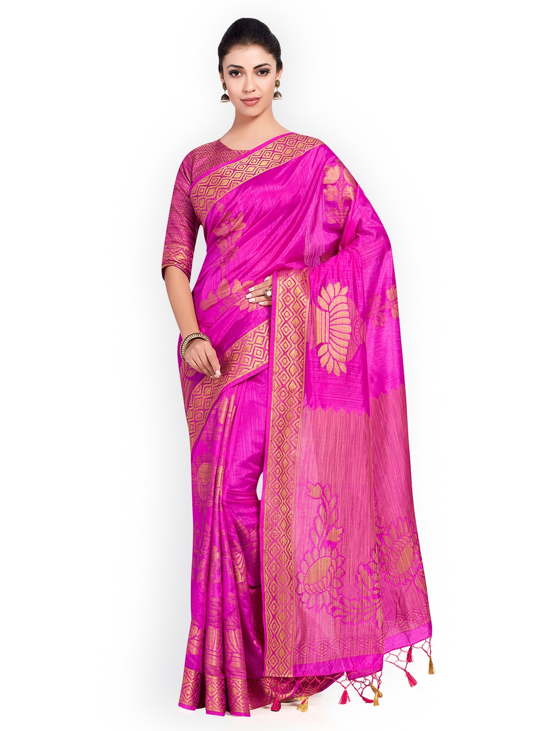 

MIMOSA Pink Art Silk Woven Design Kanjeevaram Saree