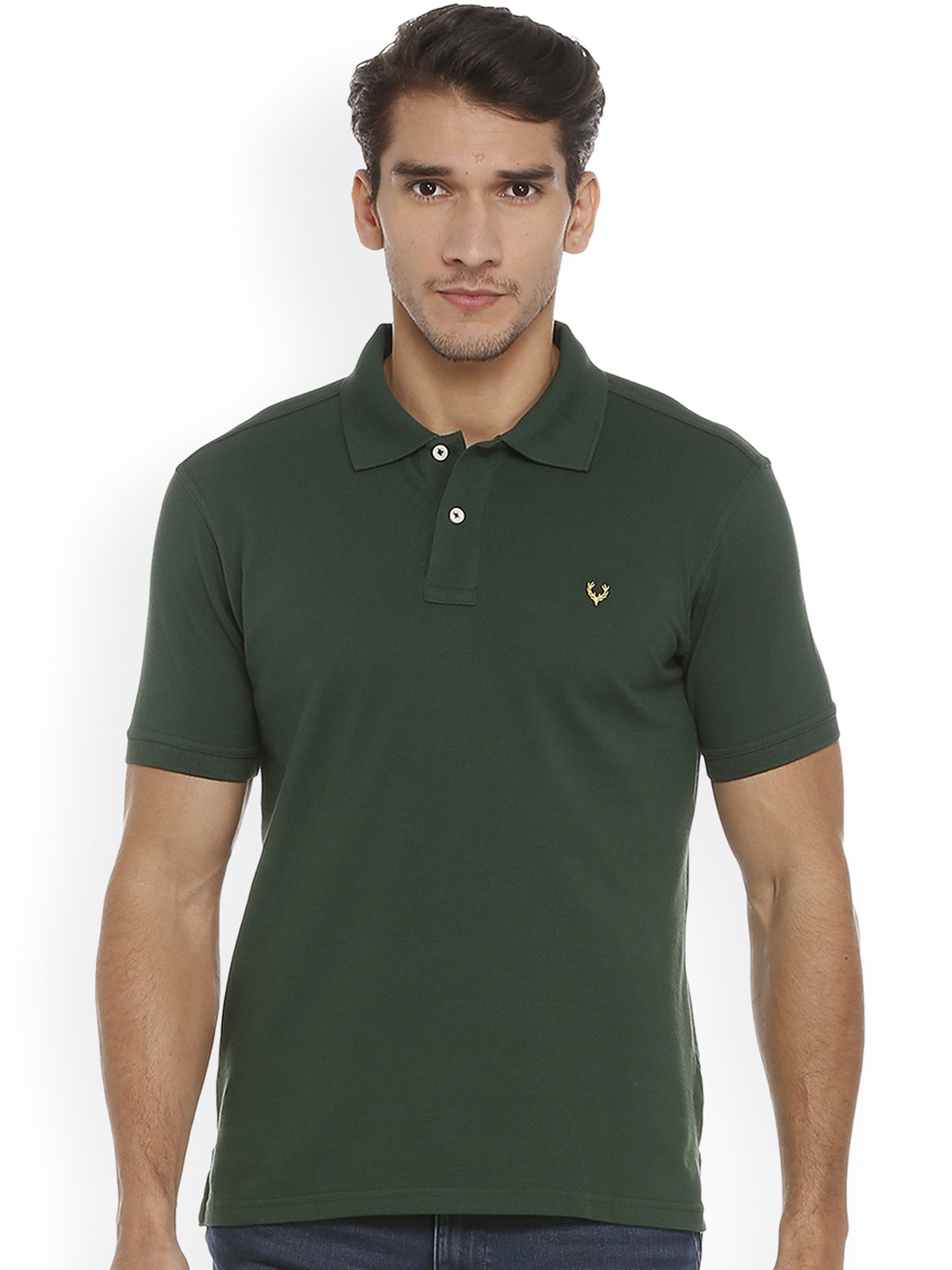 

Allen Solly Men Green Solid Polo Collar T-shirt