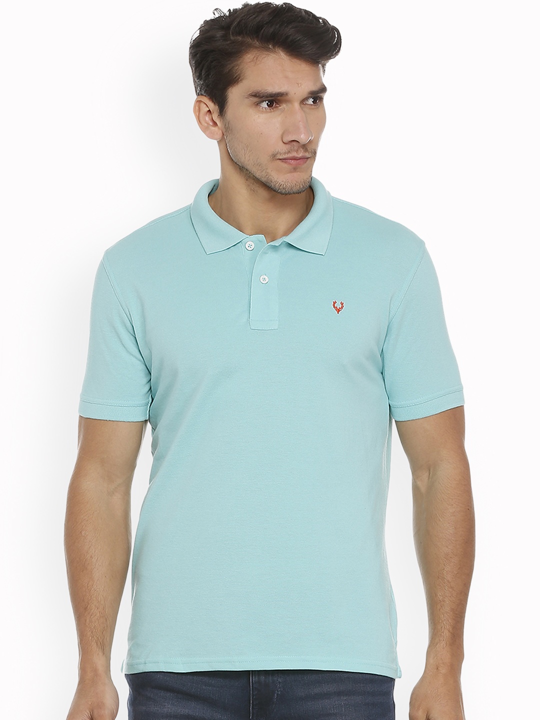 

Allen Solly Men Blue Solid Polo Collar T-shirt