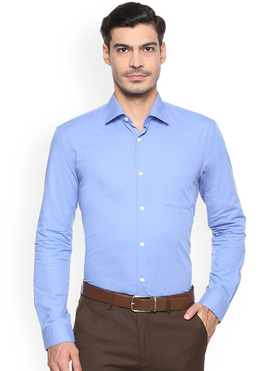 

Peter England Elite Men Blue Slim Fit Solid Formal Shirt
