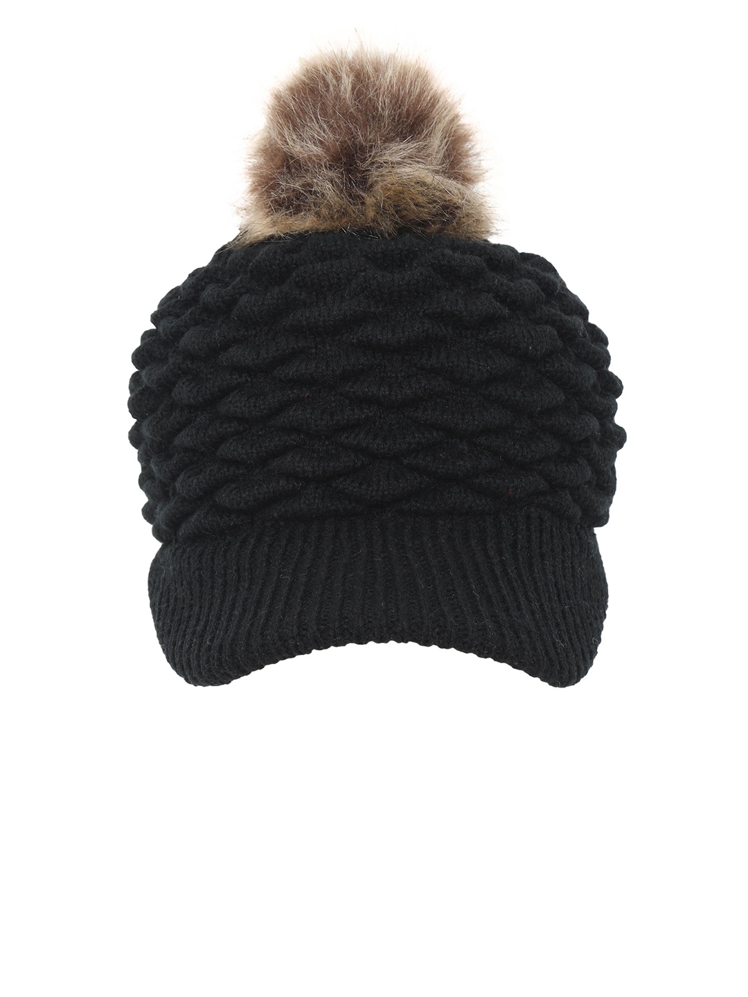 

FabSeasons Women Black Self Design Beanie