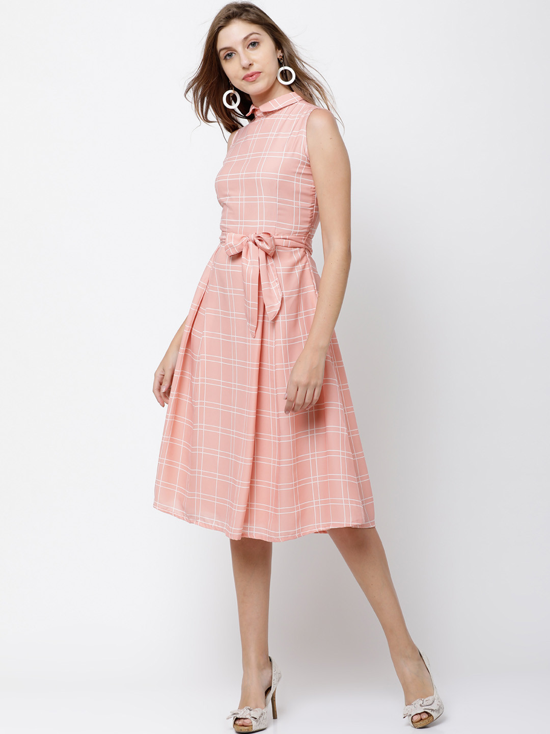 

Tokyo Talkies Women Pink Printed Fit and Flare Dress