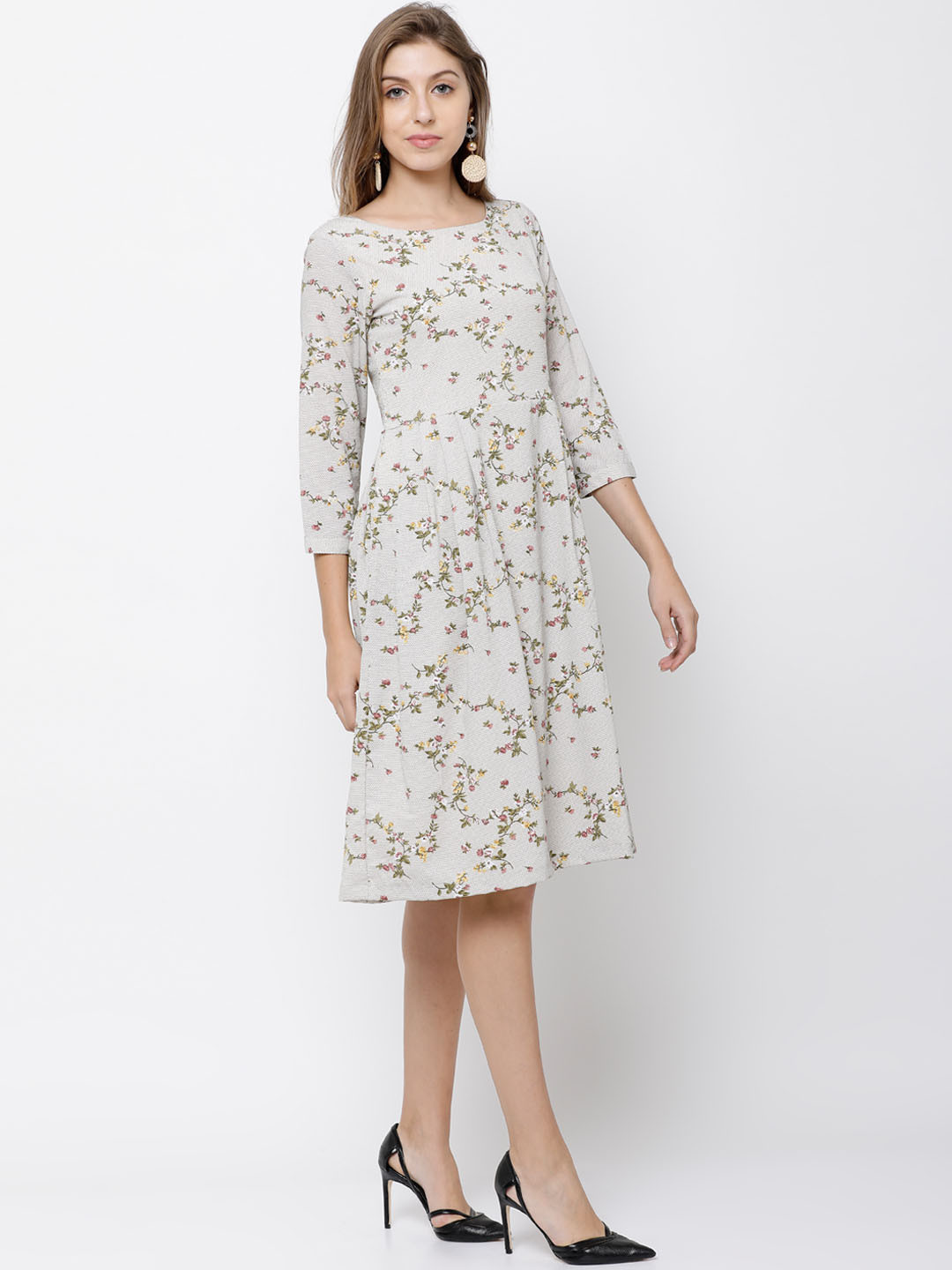 

Tokyo Talkies Women Off-White Printed Fit and Flare Dress