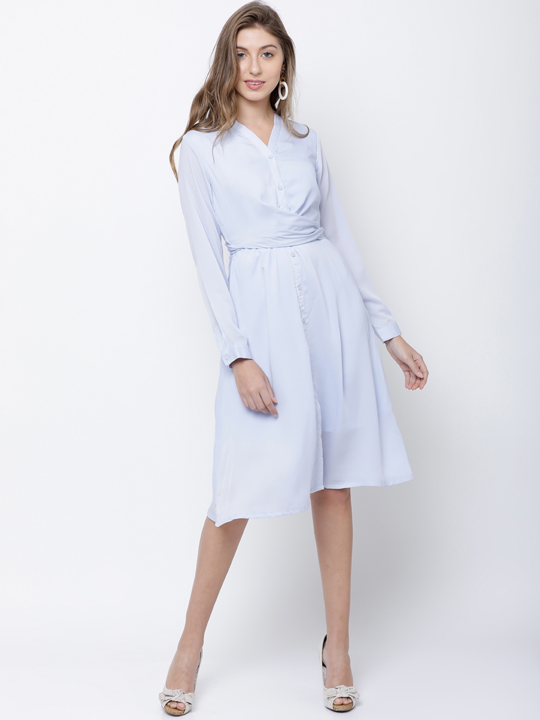 

Tokyo Talkies Women Blue Solid Fit and Flare Dress