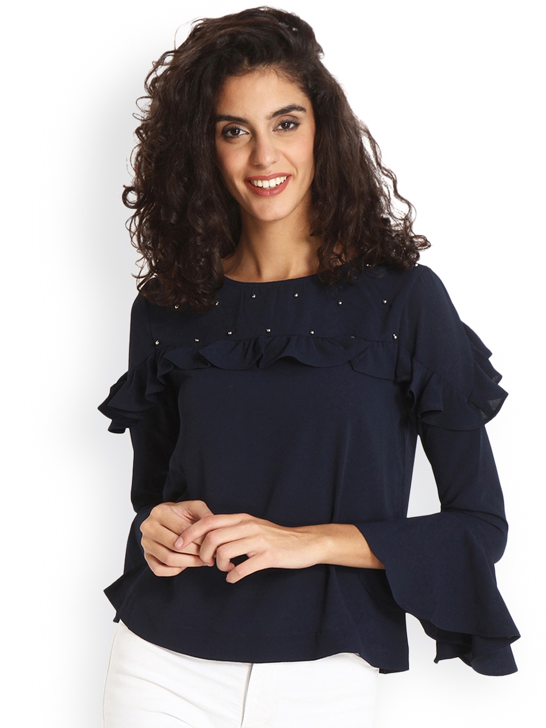 

Gipsy Women Navy Blue Solid Top