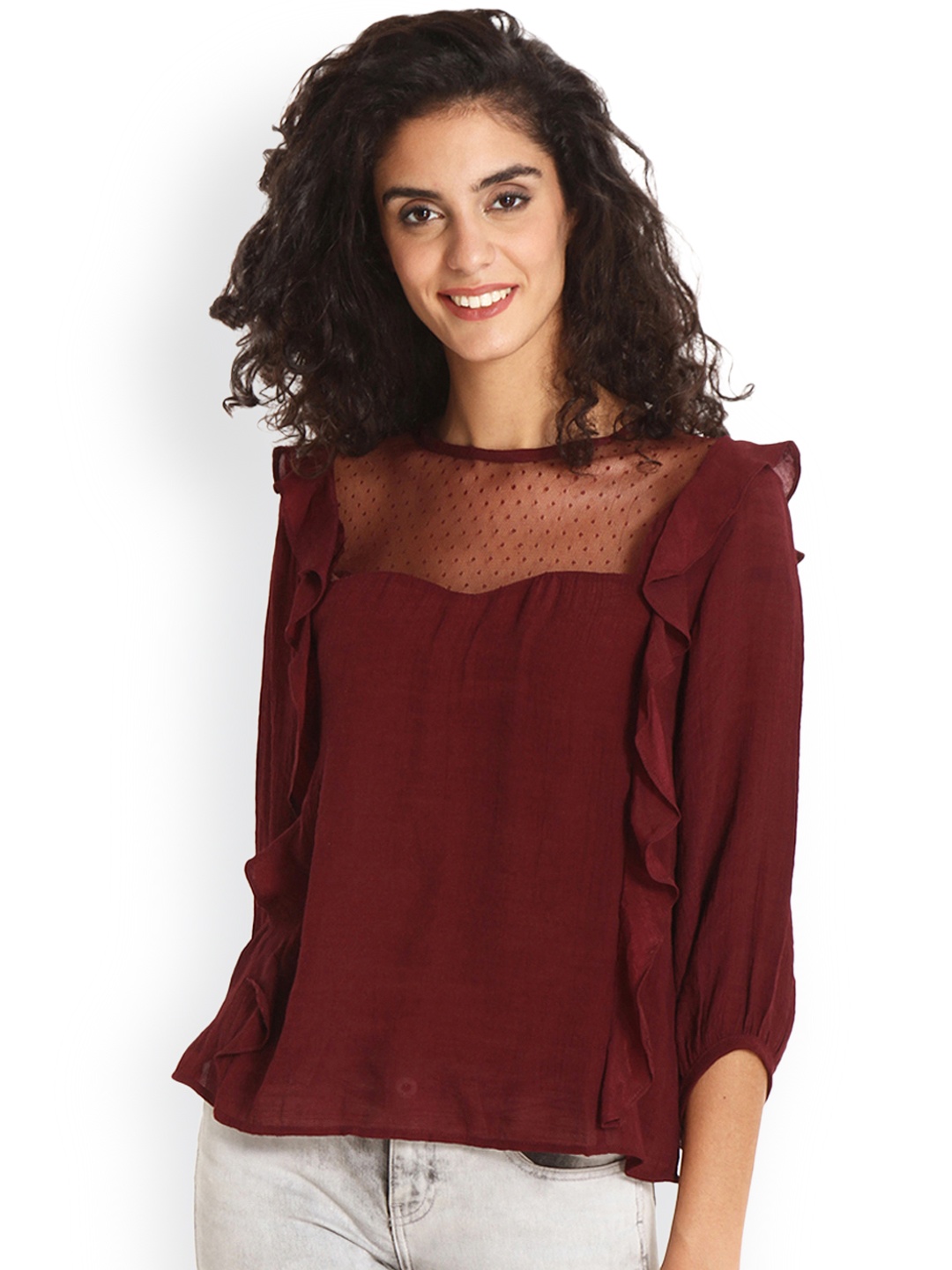 

Gipsy Women Maroon Solid Top