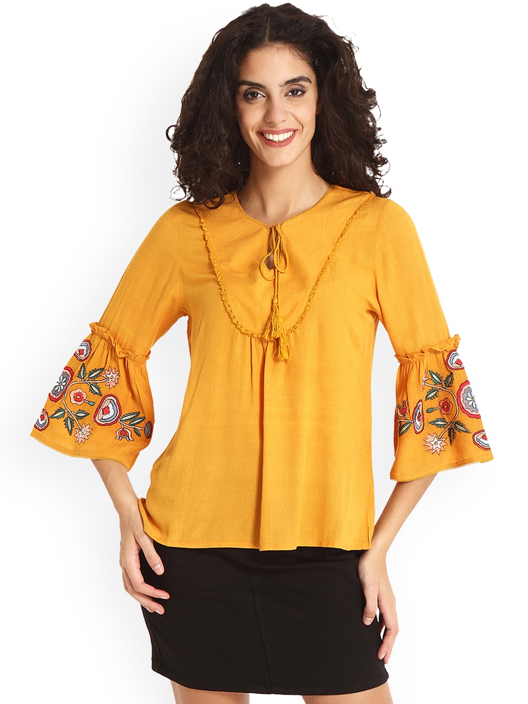 

Gipsy Women Mustard Solid Top