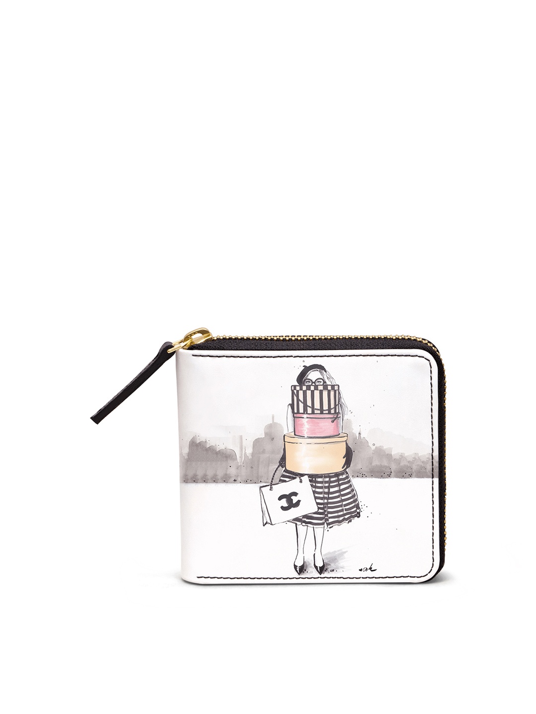 

DailyObjects Women White Printed Zip Around Wallet