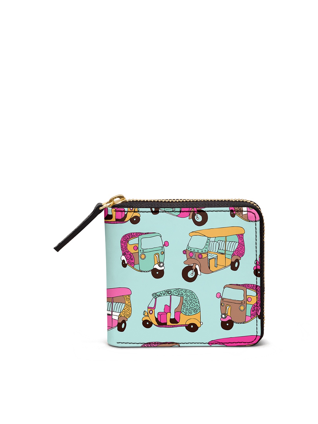 DailyObjects Women Blue Printed Zip Around Wallet