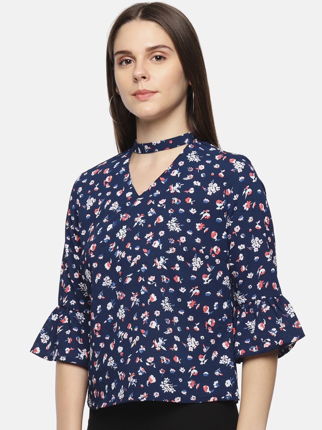 

Honey by Pantaloons Women Navy Blue Printed Top