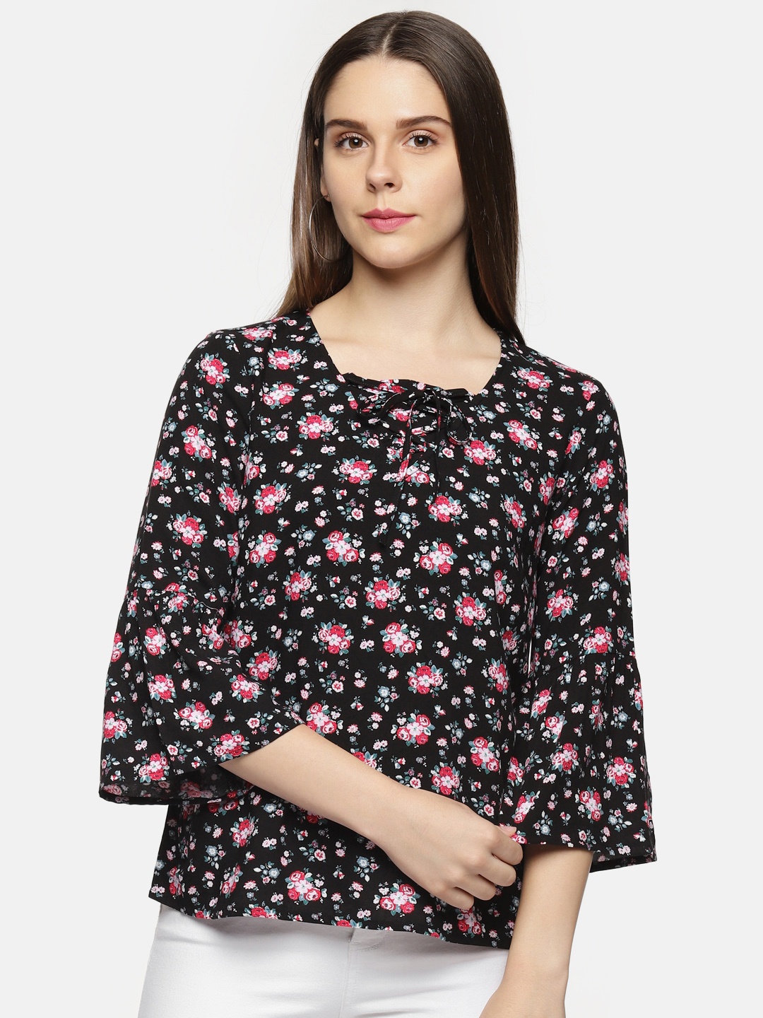 

Honey by Pantaloons Women Black Printed Top