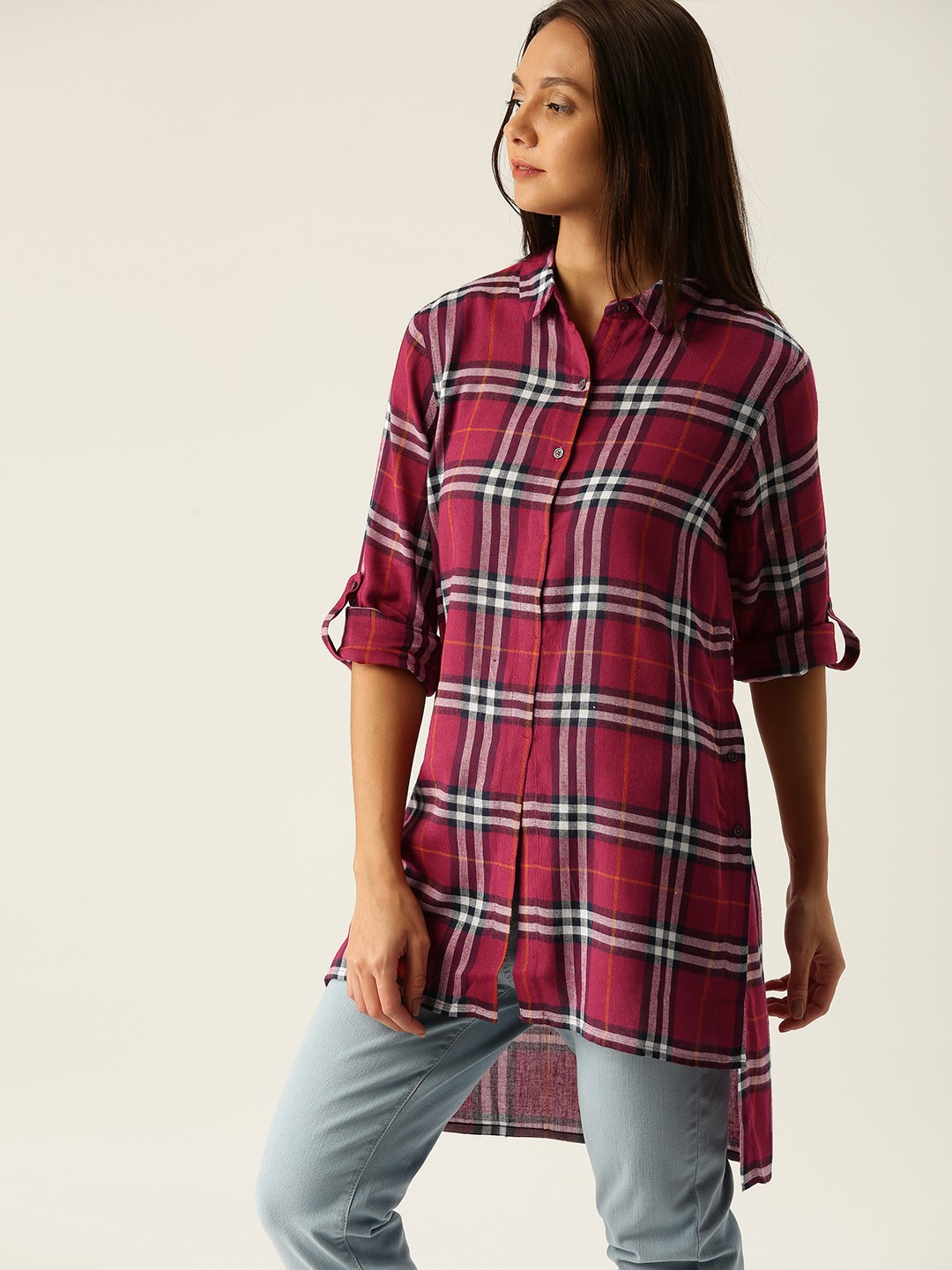 

United Colors of Benetton Women Red Checked Shirt Style Top