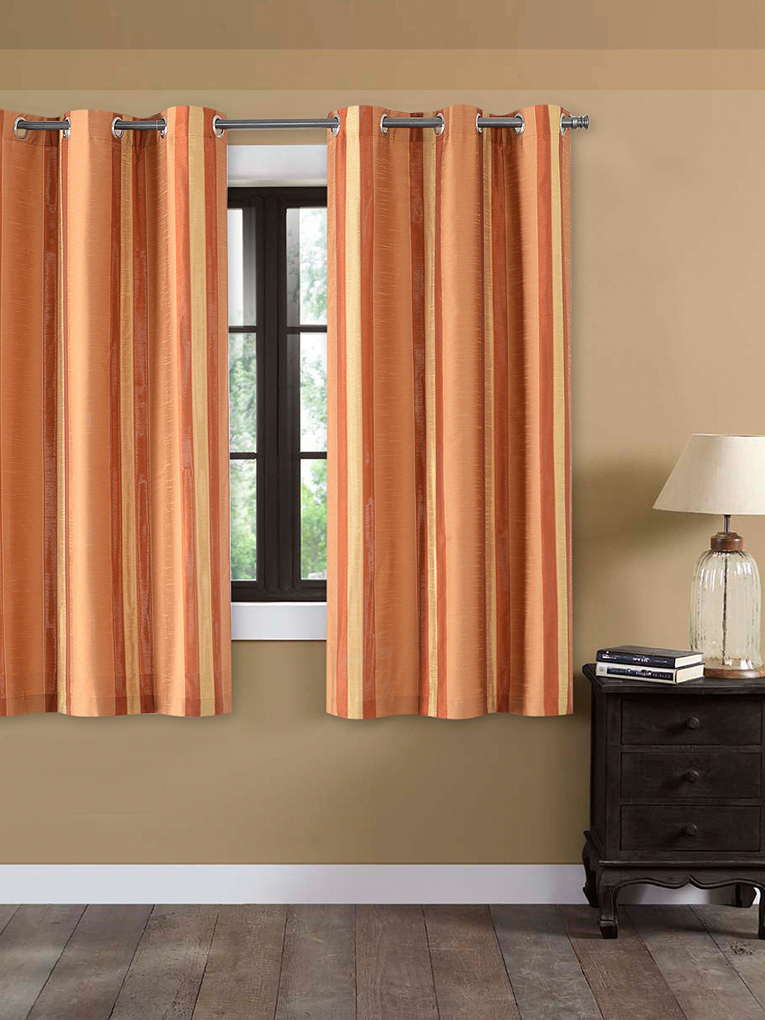 

Deco Window Brown & Cream-Coloured Set of Single Window Curtains