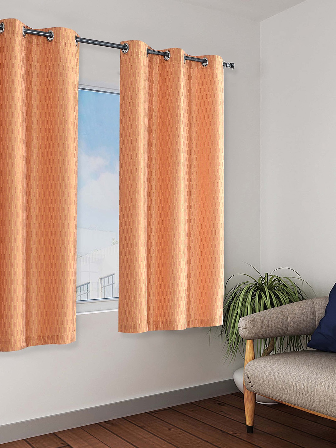 

Deco Window Brown & Beige Set of Single Window Curtains