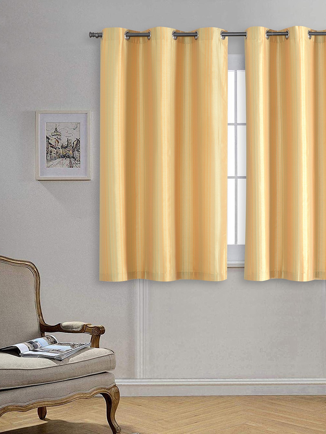 

Deco Window Gold-Toned & Peach-Coloured Single Window Curtain