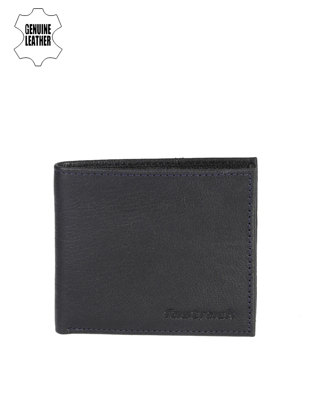 

Fastrack Men Black Solid Two Fold Genuine Leather Wallet