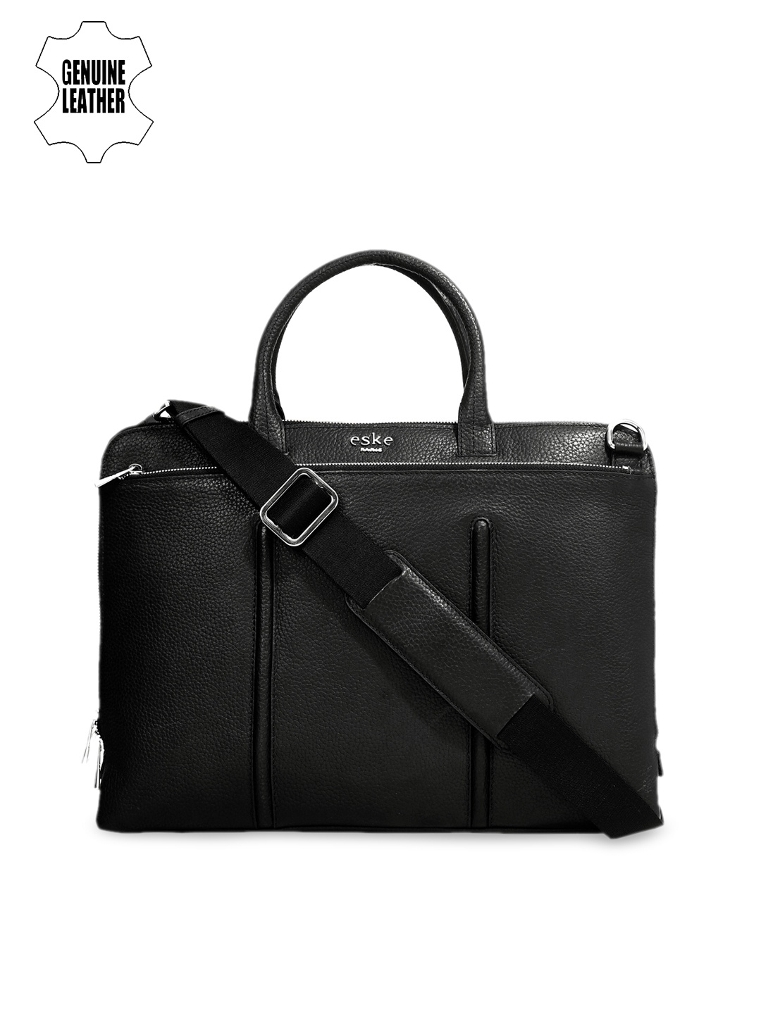 

Eske Men Black Solid Leather Laptop Bag