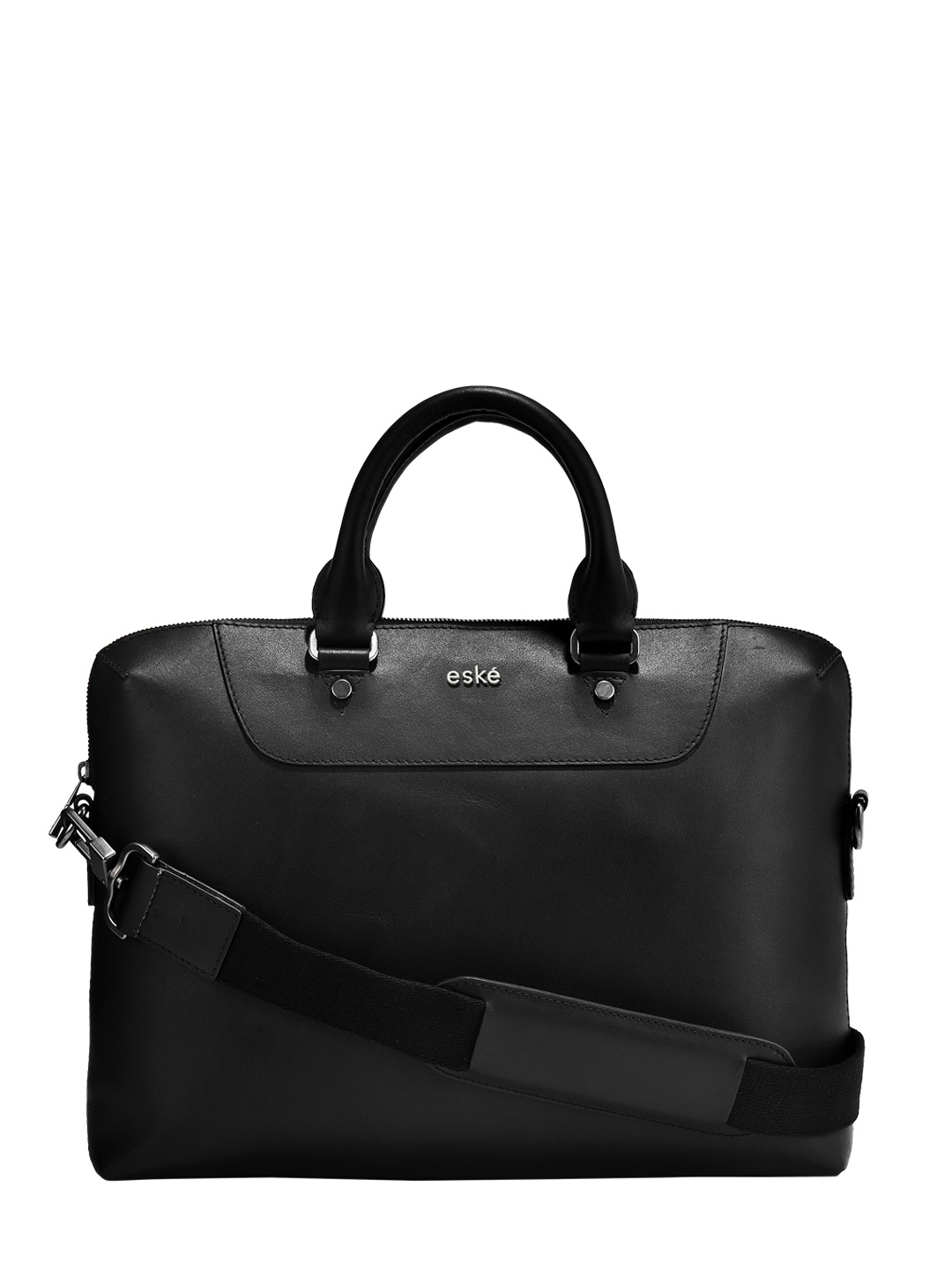 

Eske Men Black Solid Leather Laptop Bag