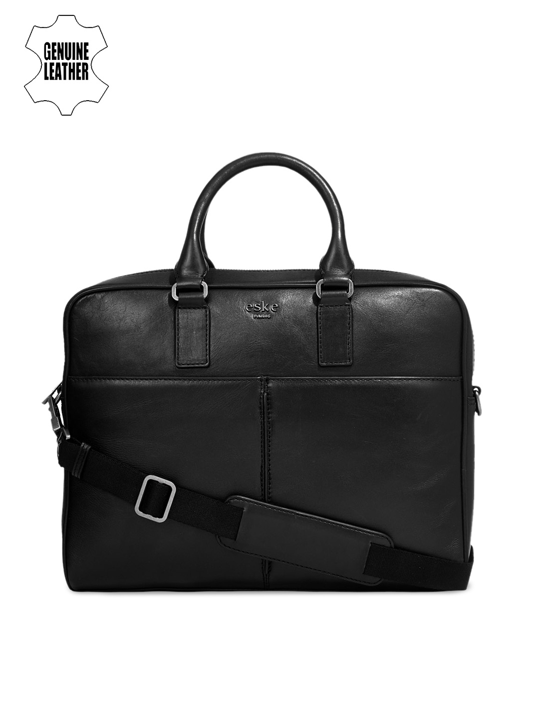 

Eske Men Black Solid Leather Laptop Bag