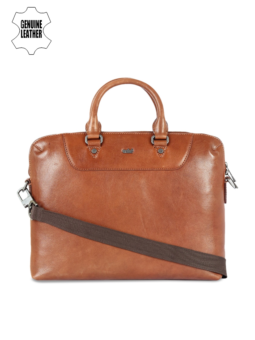 

Eske Men Brown Solid Leather Laptop Bag