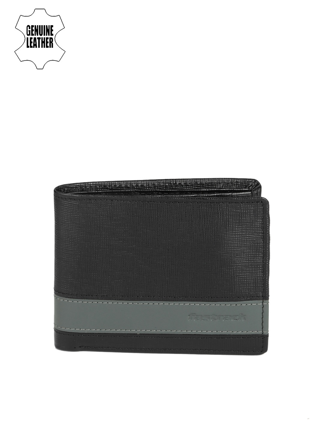 

Fastrack Men Black Textured Genuine Leather Wallet