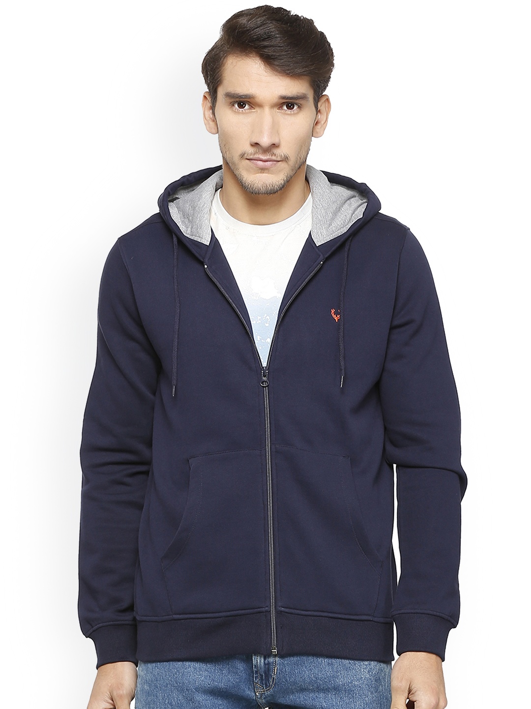 

Allen Solly Men Navy Blue Solid Hooded Sweatshirt