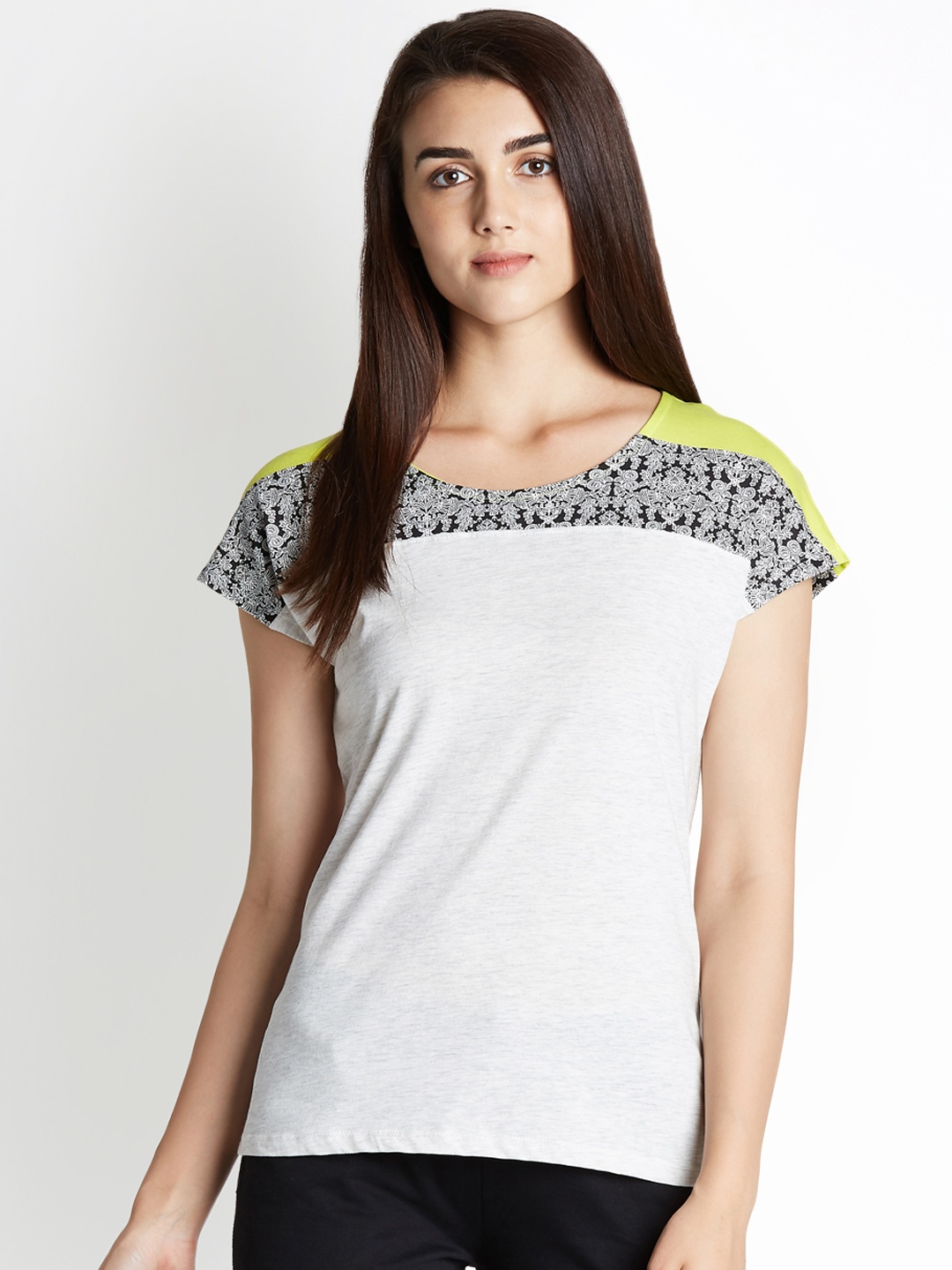 

Ajile by Pantaloons Women Grey Solid Pure Cotton Top