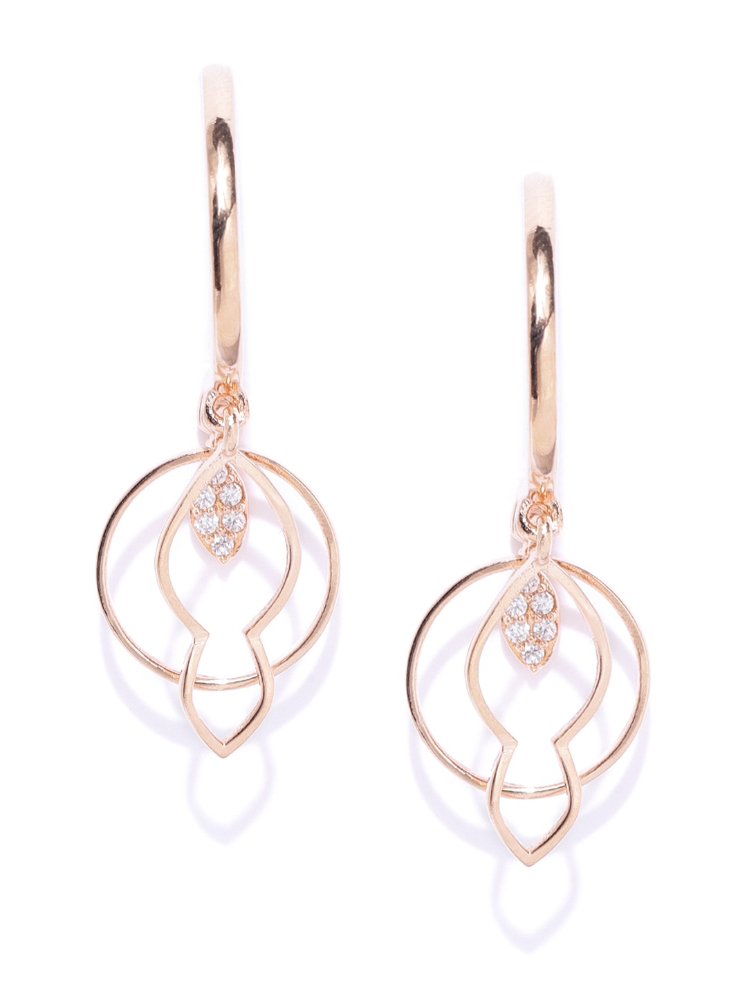 

DHRUVI Rose Gold-Plated CZ-Studded Contemporary Half Hoop Earrings