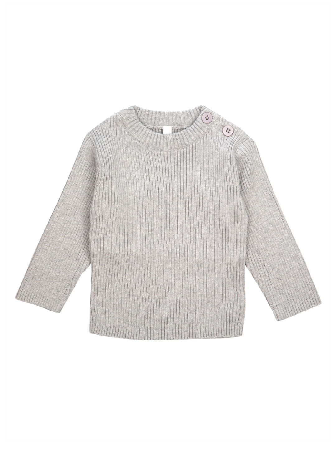 

MeeMee Unisex Grey Melange Self Striped Pullover