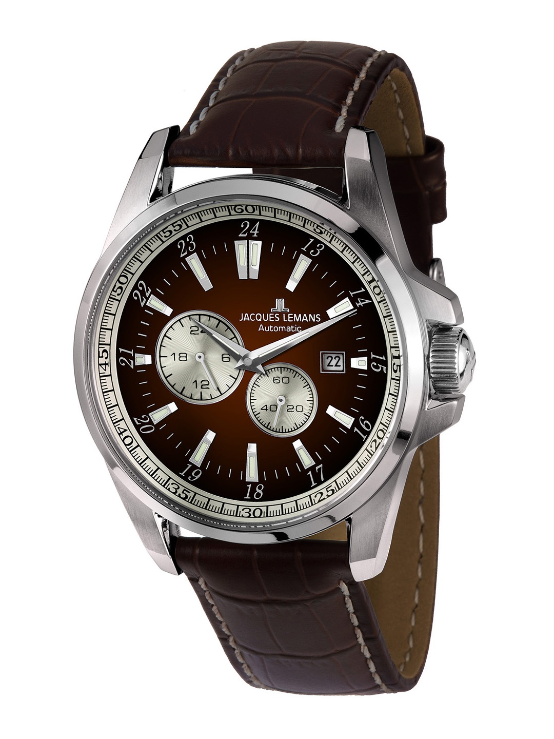 

Jacques Lemans Men Maroon Leather Analogue Watch 1-1774C