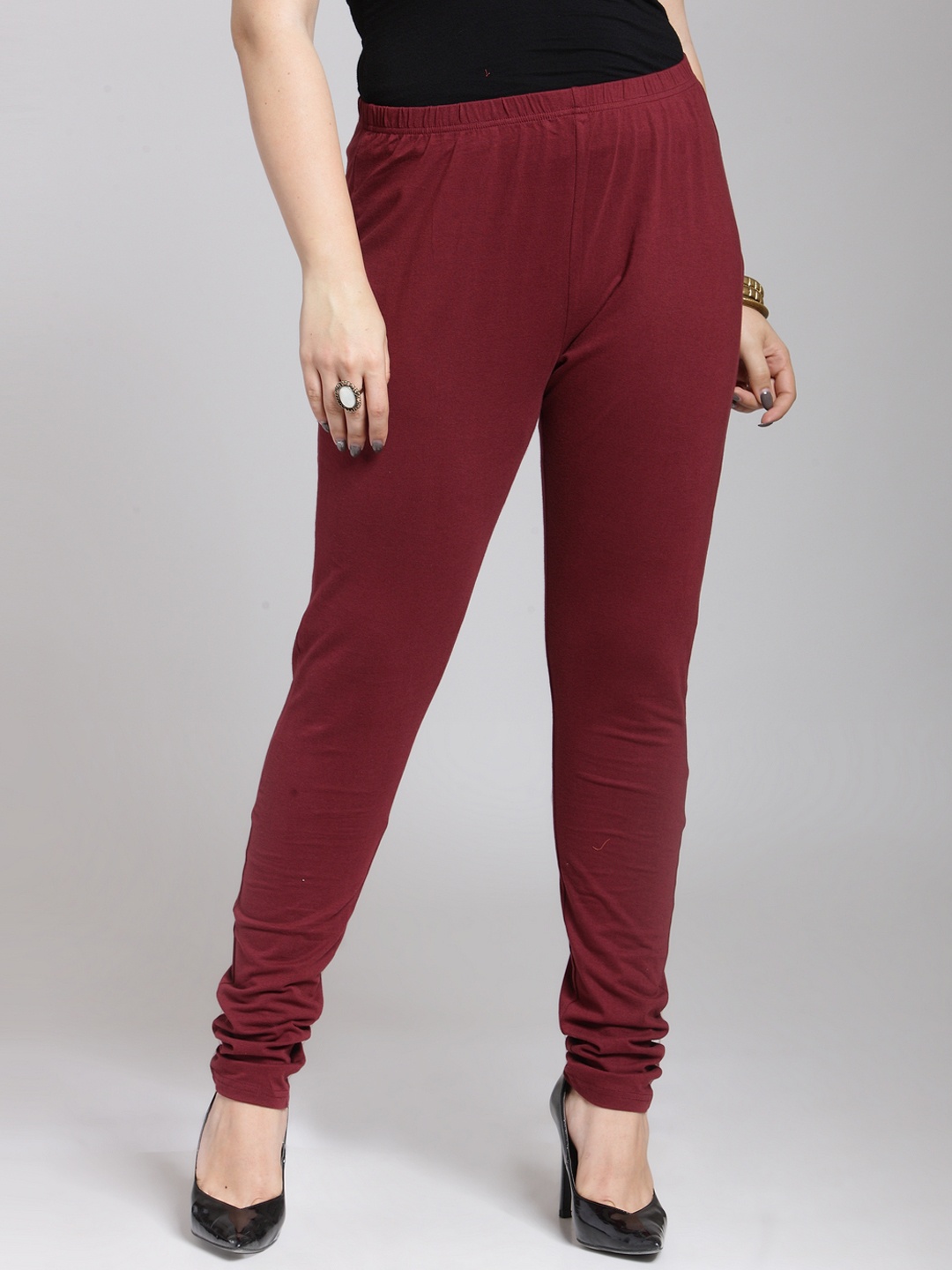 

plusS Women Maroon Churidar-Length Leggings