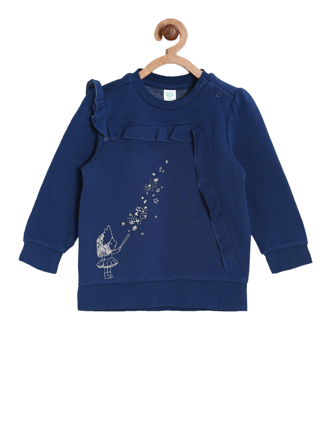 

MINI KLUB Girls Navy Blue Solid Sweatshirt