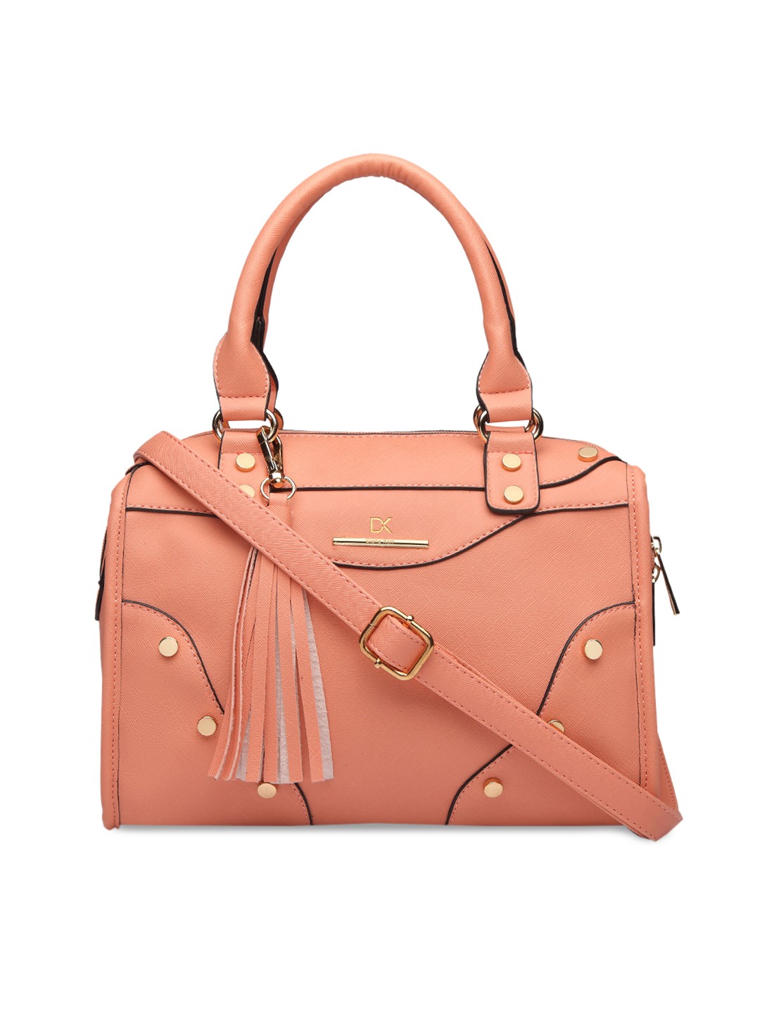 

Diana Korr Peach-Coloured Solid Handheld Bag