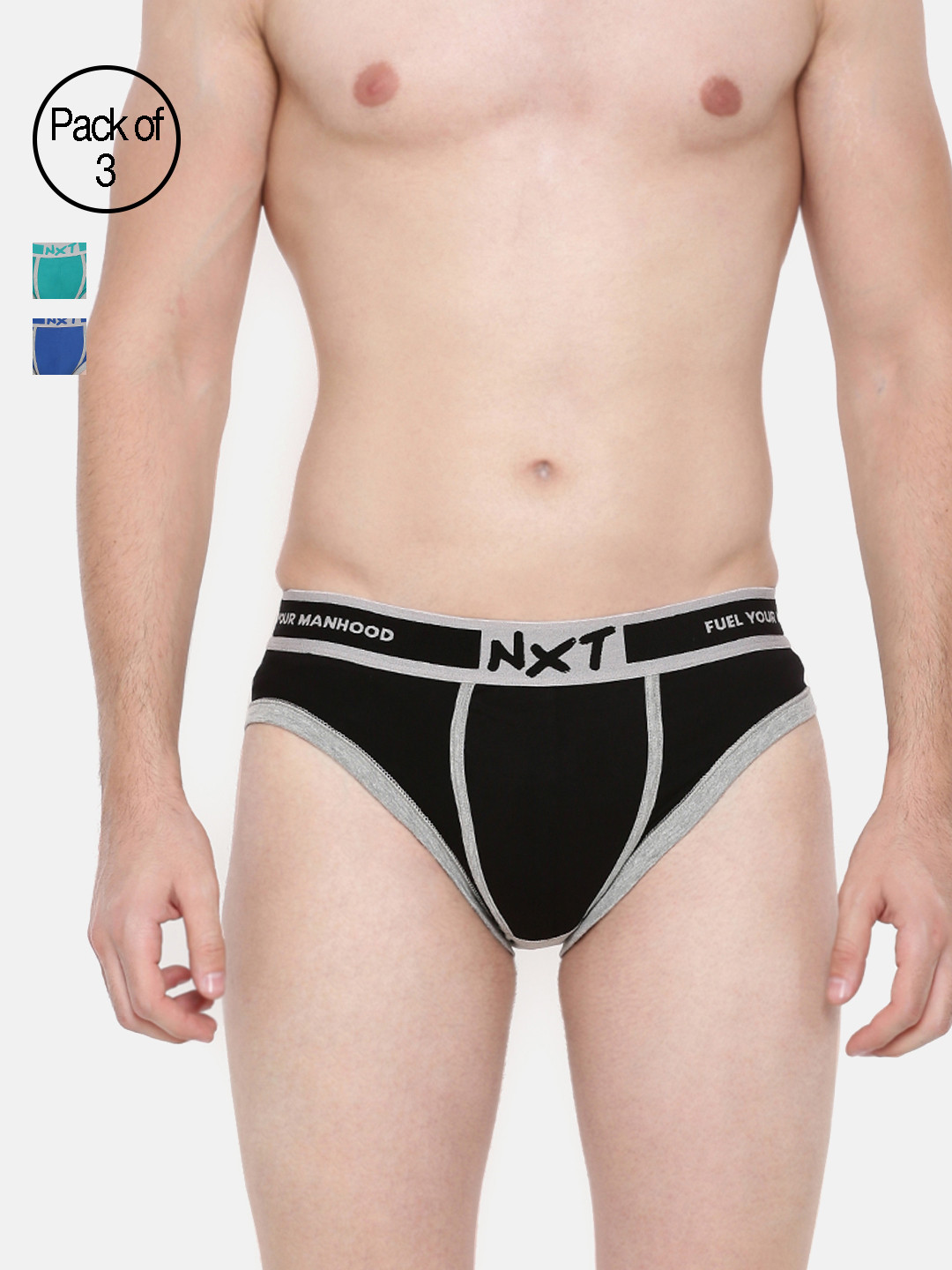 

Force NXT Men Pack of 3 Solid Basic Assorted Briefs MNFL-57-PO3, Green