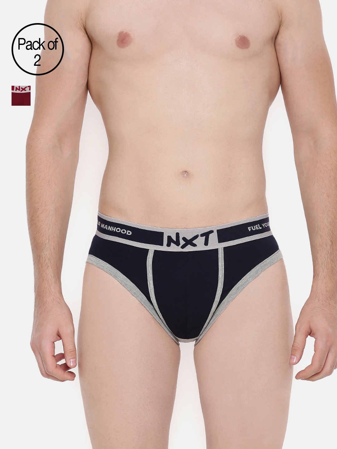 

Force NXT Men Pack of 2 Solid Basic Assorted Briefs MNFL-57-PO2, Navy blue