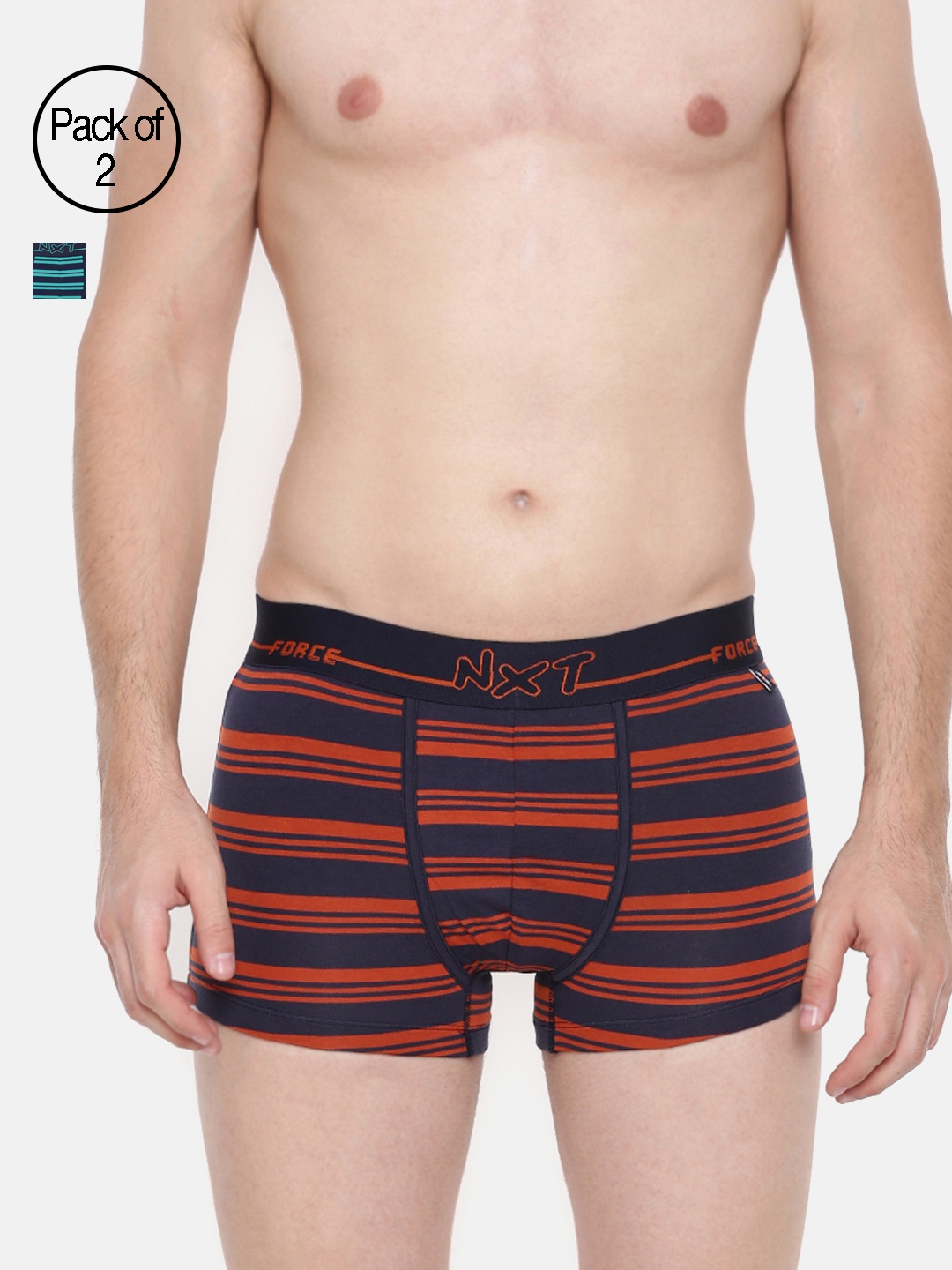

Force NXT Men Pack of 2 Striped Assorted Trunks MNFL-66-PO2, Green