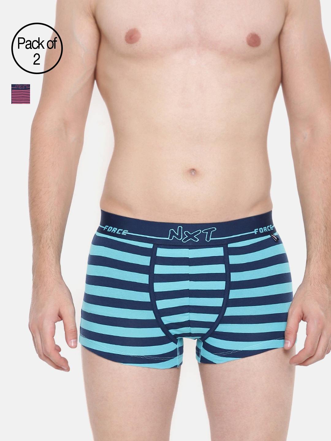 

Force NXT Men Pack of 2 Striped Assorted Trunks MNFL-66-PO2, Blue