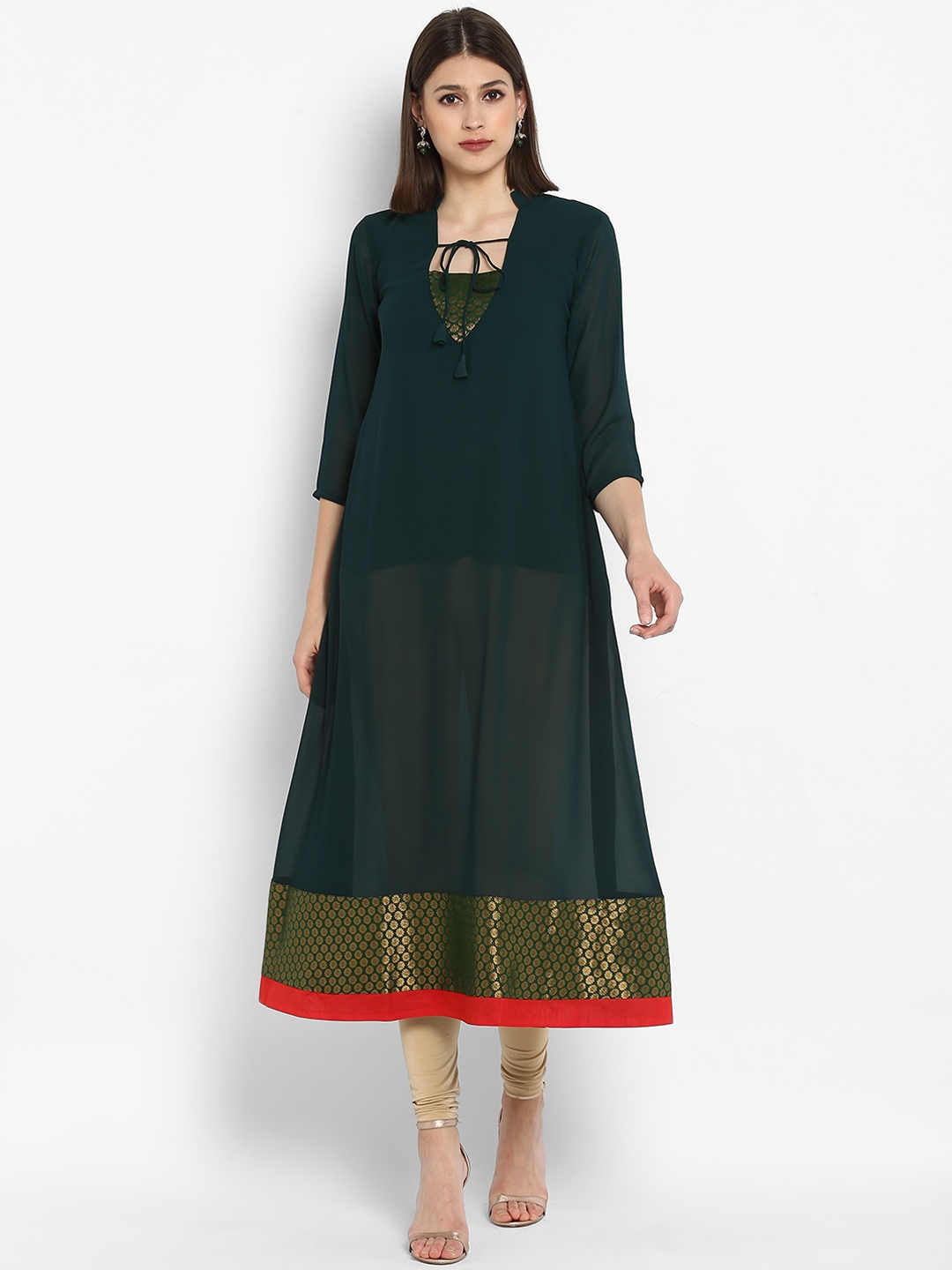 

MBE Women Green Solid A-Line Kurta