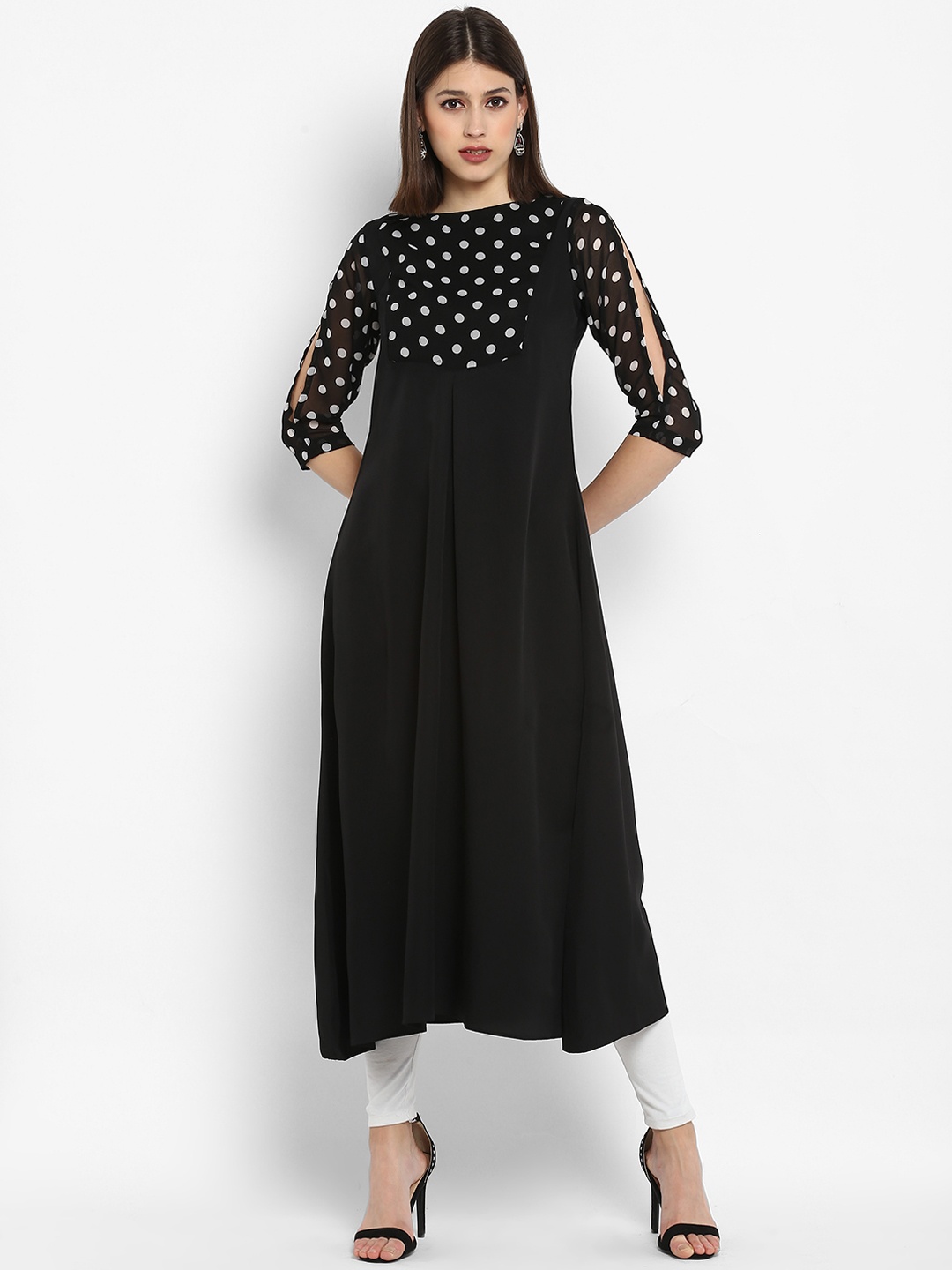 

MBE Women Black Printed A-Line Kurta