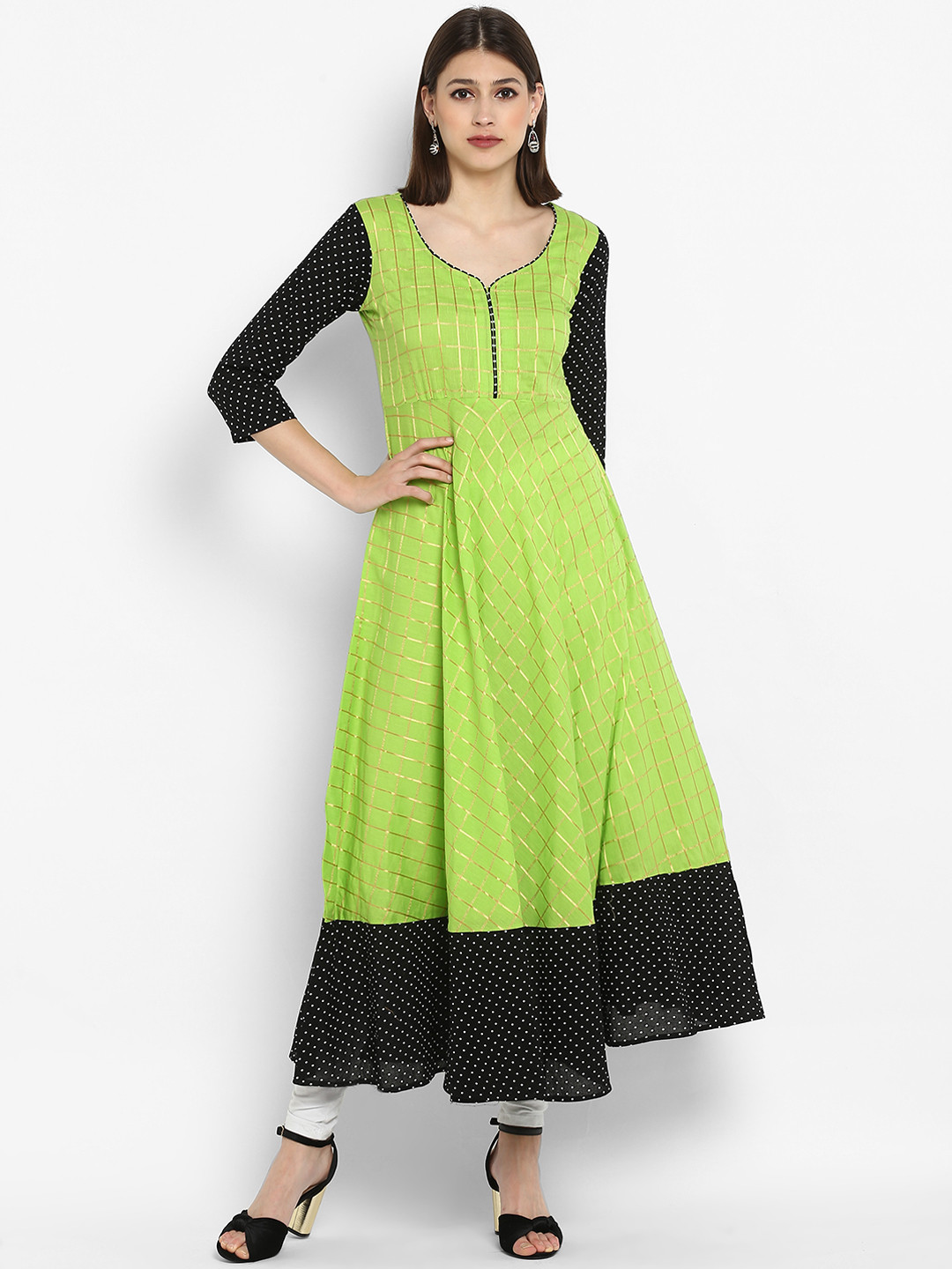 

MBE Women Green Printed A-Line Kurta