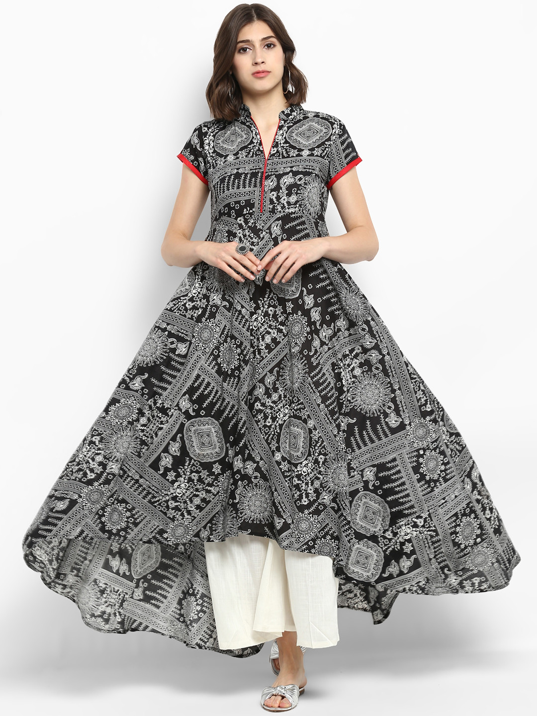 

MBE Women Black Printed A-Line Kurta