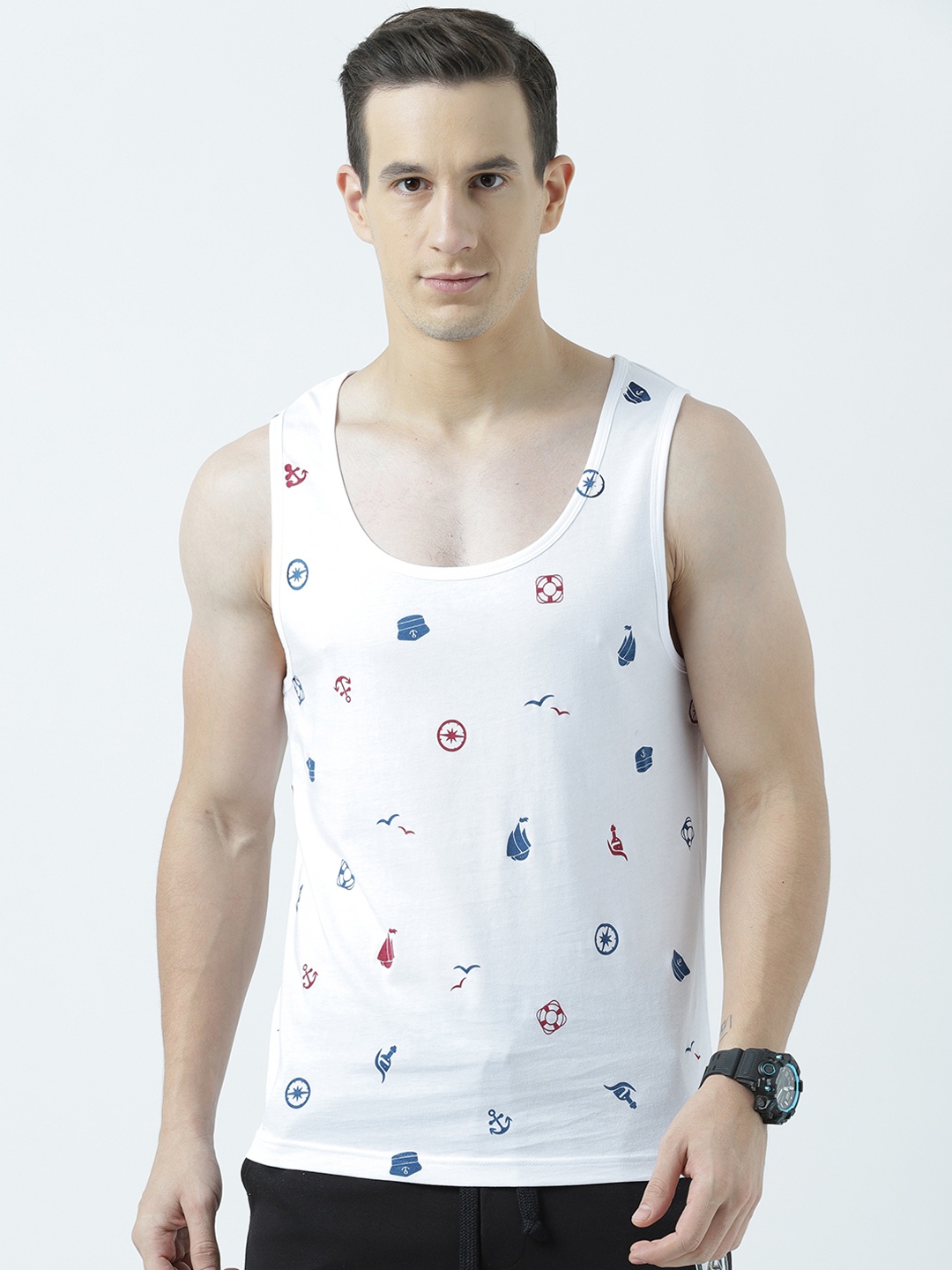 

Huetrap Men White Printed Scoop Neck T-shirt