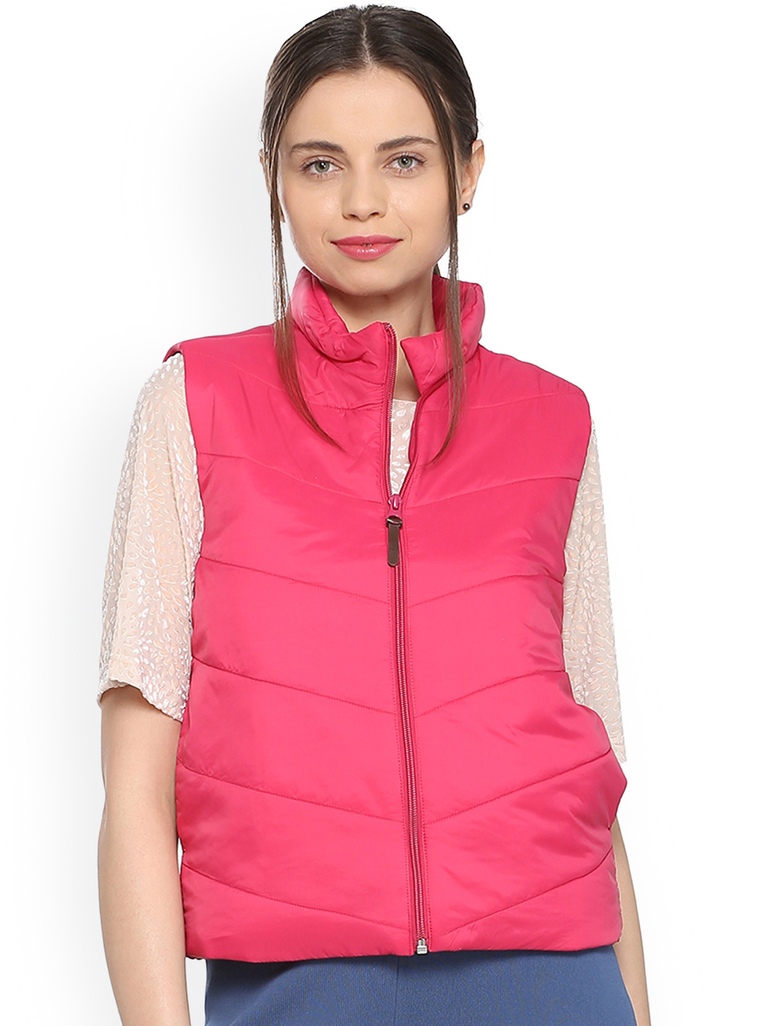

Allen Solly Woman Pink Solid Puffer Jacket