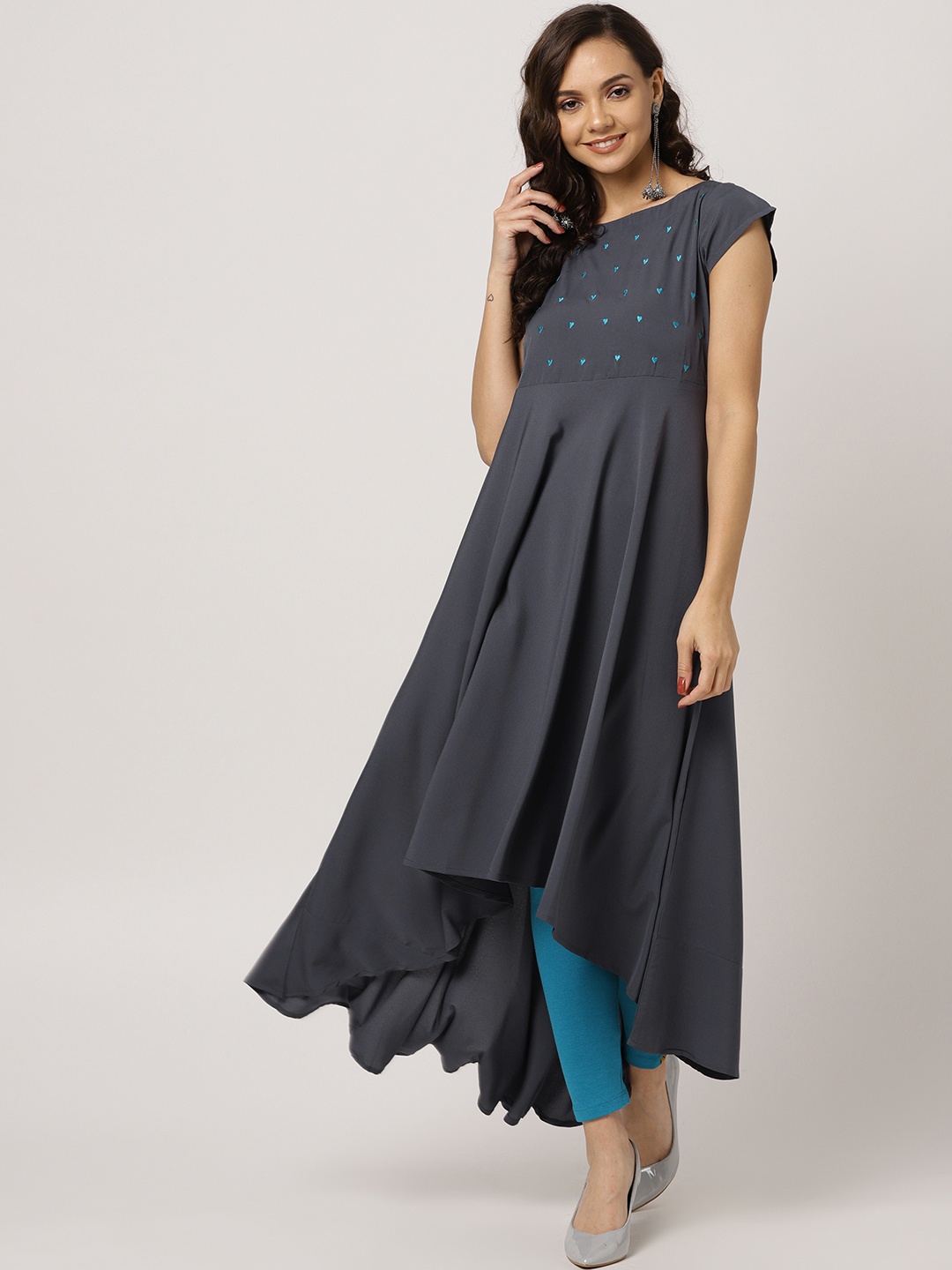 

MBE Women Grey Yoke Design A-Line Kurta
