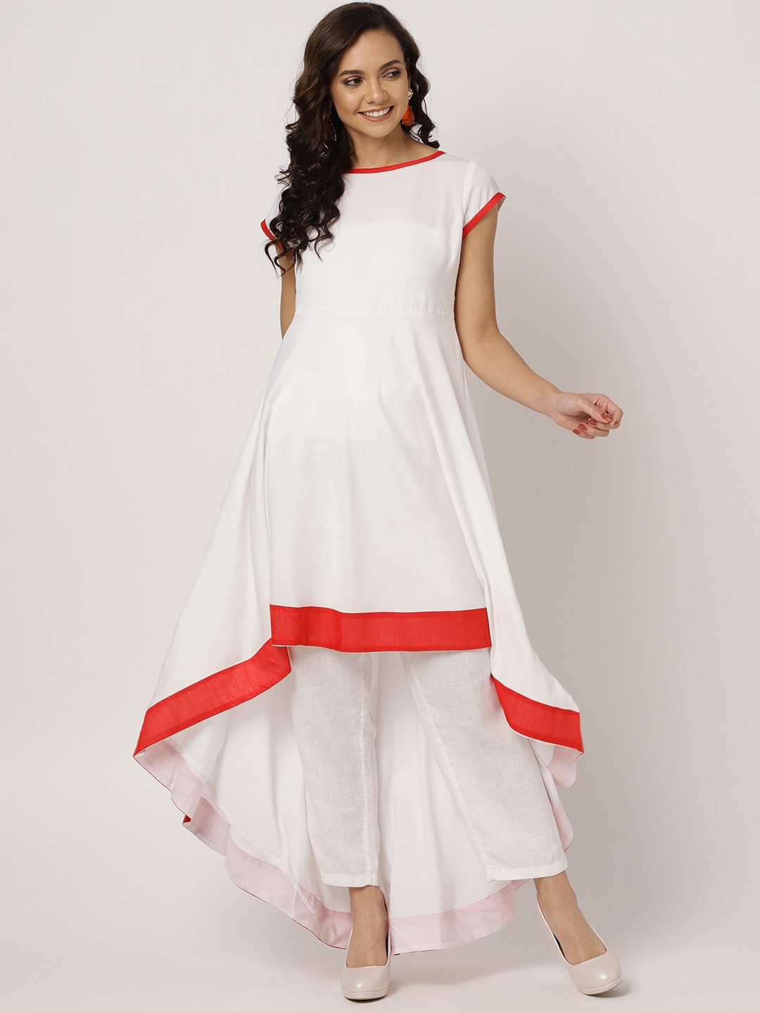 

MBE Women White Solid A-Line Kurta