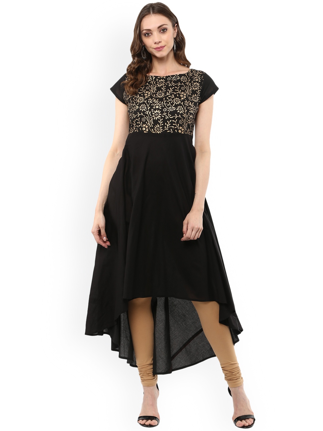 

MBE Women Black Printed A-Line Kurta