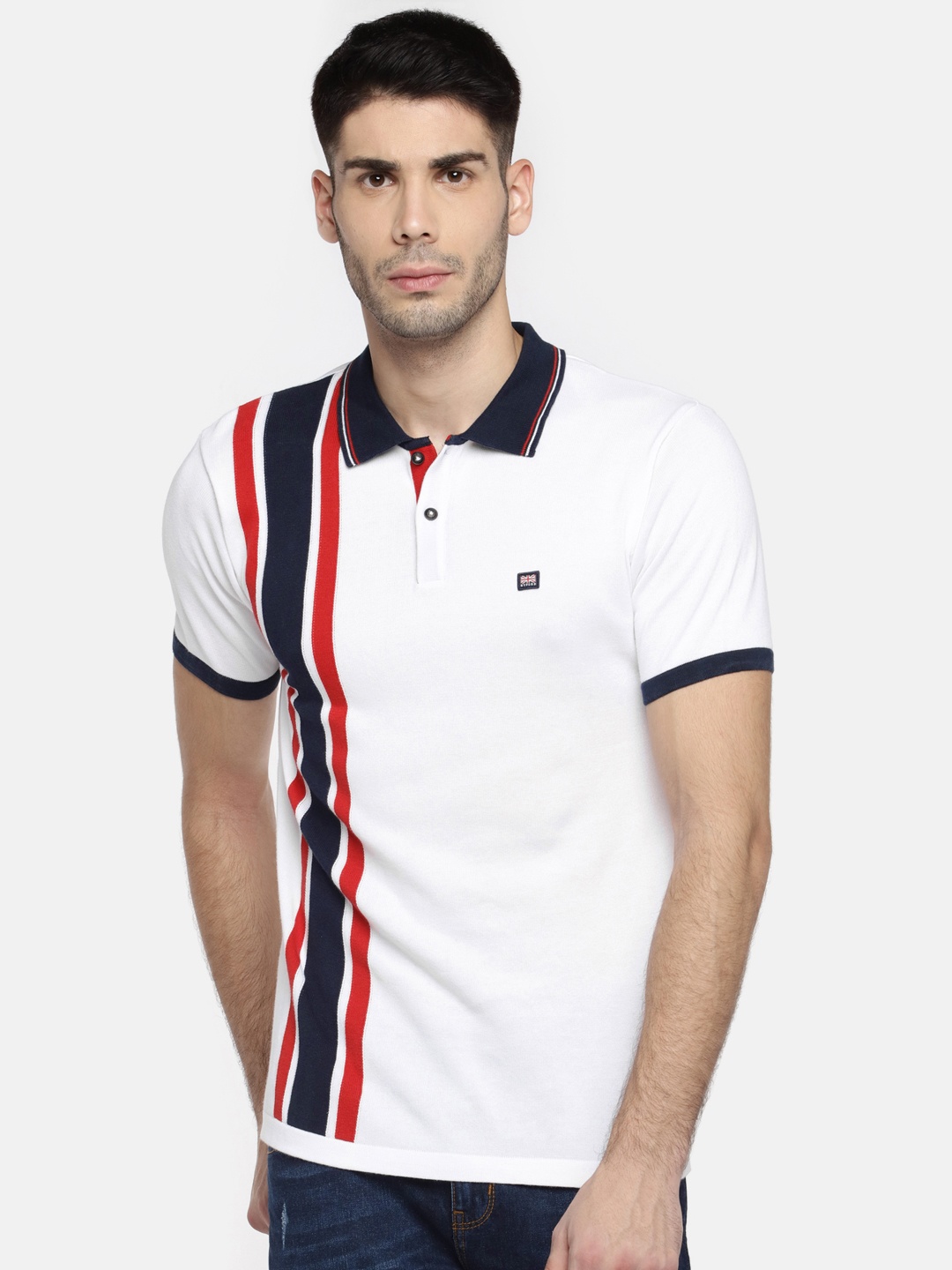 

BYFORD by Pantaloons Men White Solid Polo Collar T-shirt