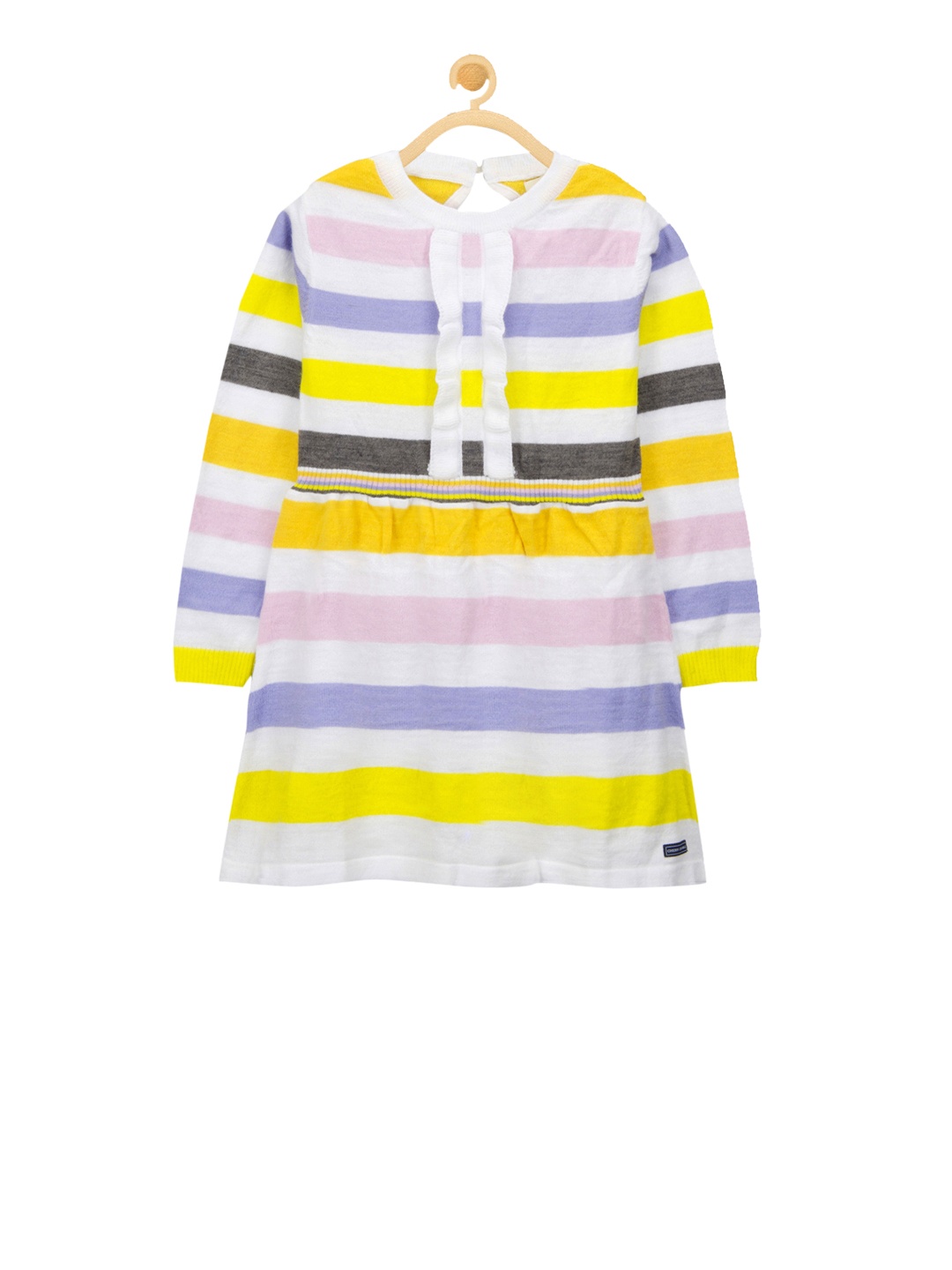 

Cherry Crumble Girls Multicoloured Striped Fit and Flare Dress, Multi