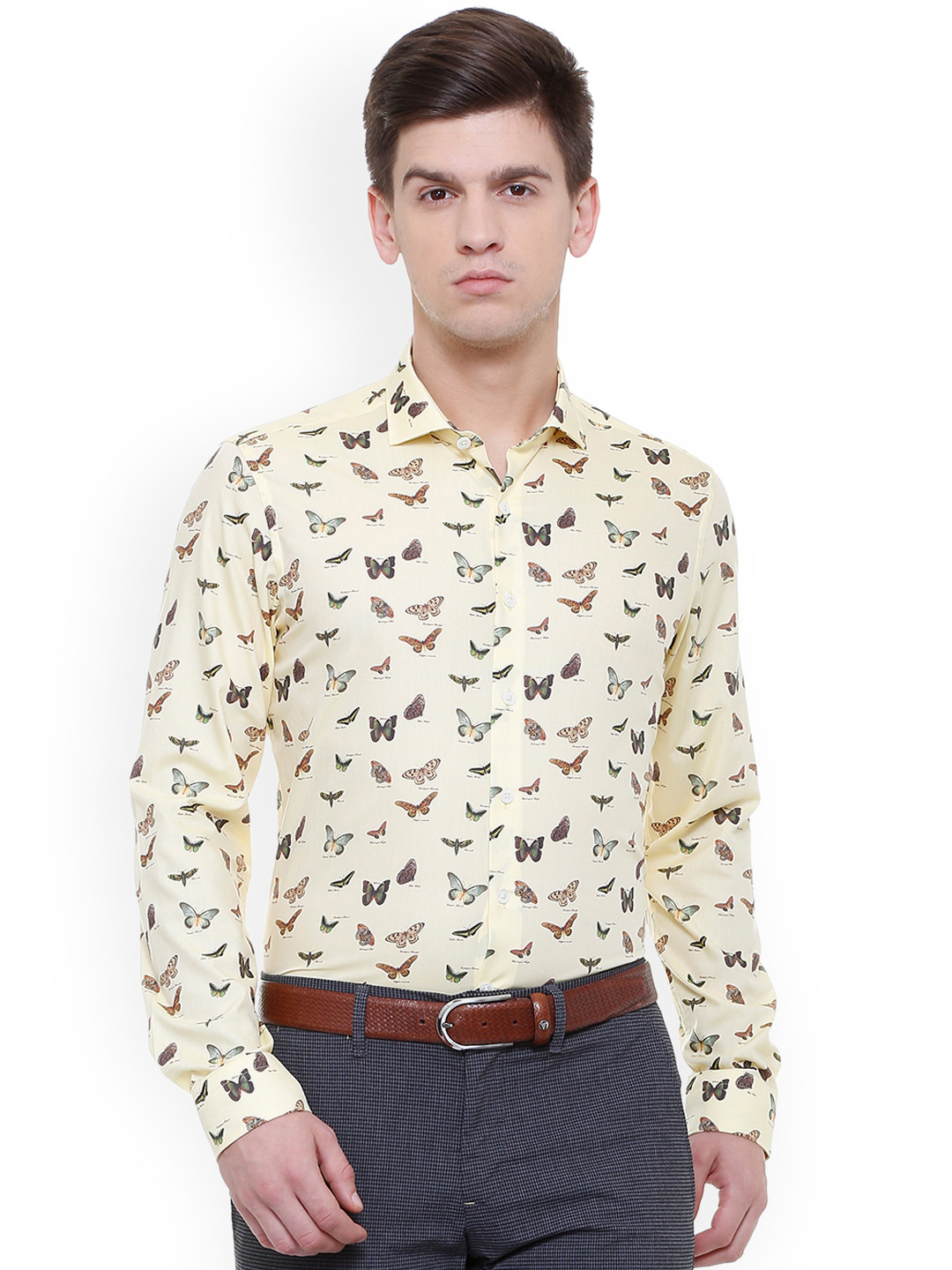 

SIMON CARTER LONDON Men Yellow Slim Fit Printed Casual Shirt