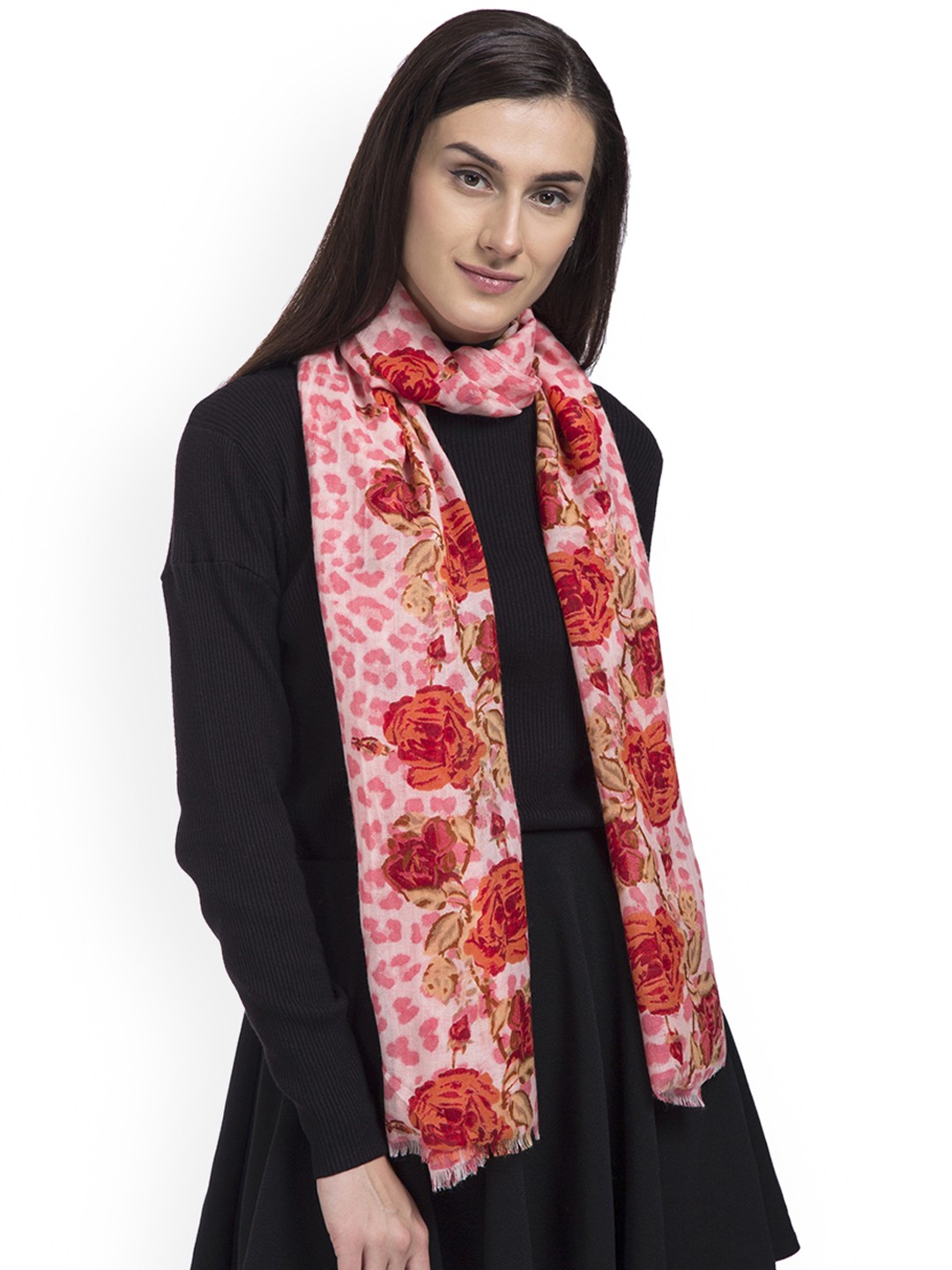 

SHINGORA Women Pink Printed Woollen Stole